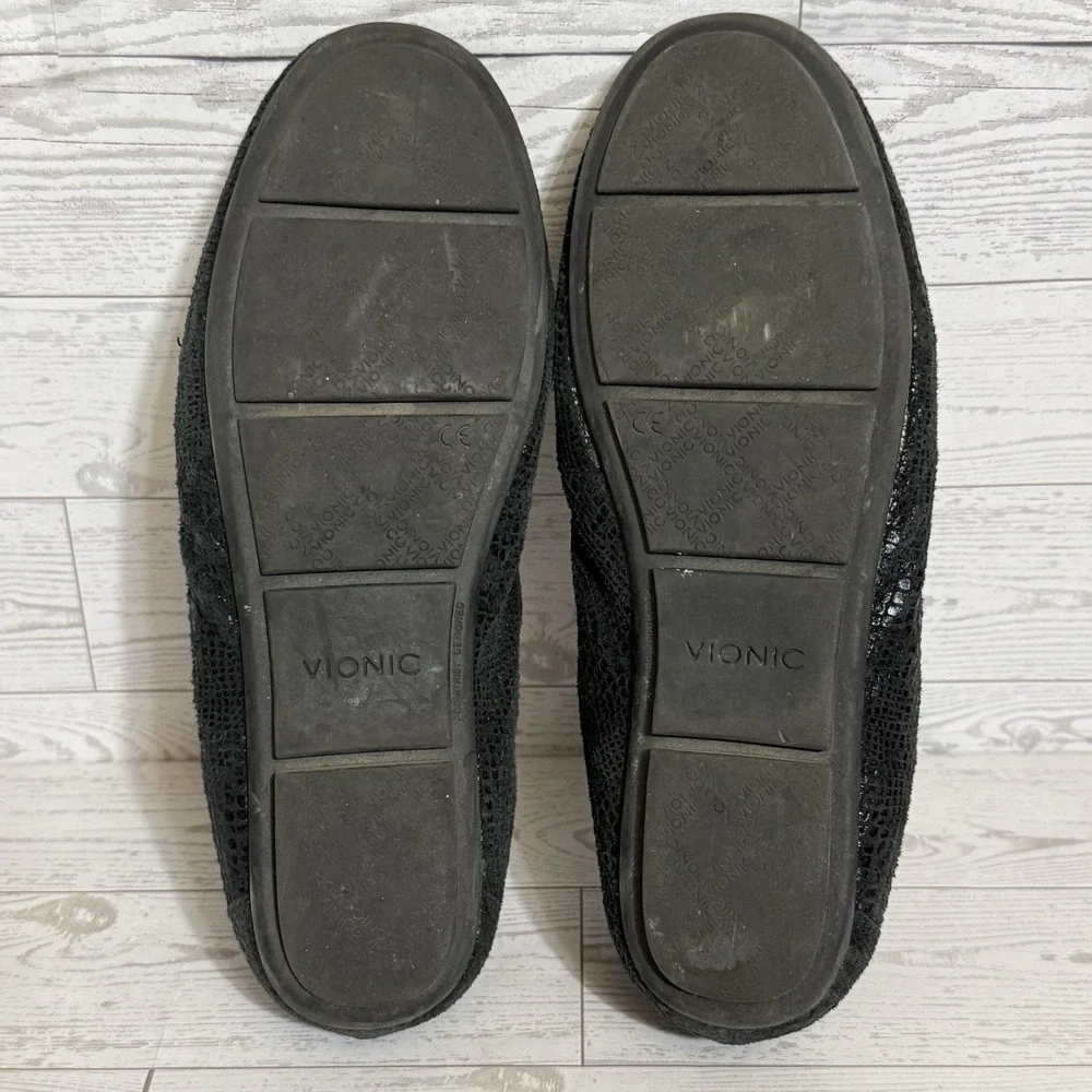 Vionic Larrun Driving Loafers Sz 8 Black Snakeskin Pattern Orthotic Flats Shoes - Picture 7 of 12